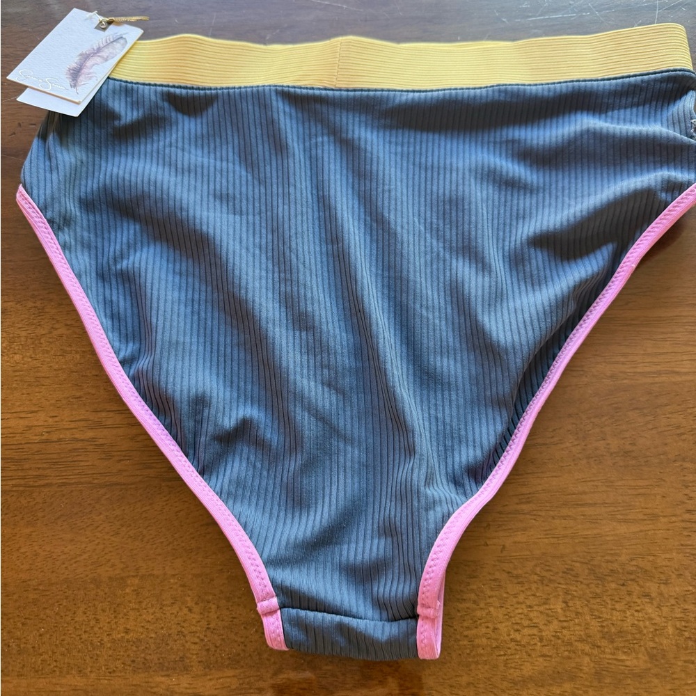 Jessica Simpson Gray and Yellow Bikini Bottom